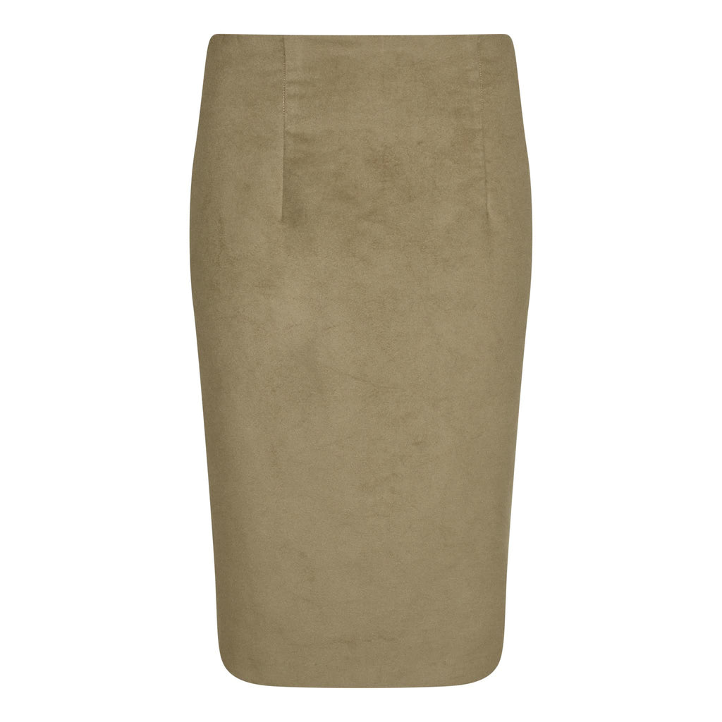 Taupe Cotton Moleskin Pencil Skirt