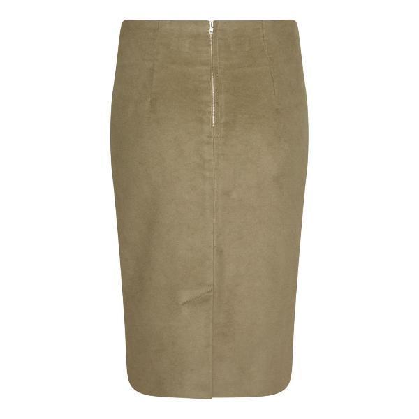 Taupe Cotton Moleskin Pencil Skirt