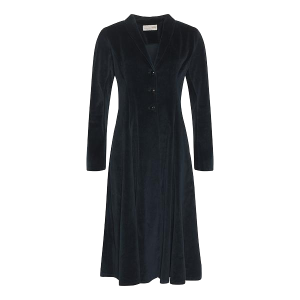 Black Cotton Velvet Duster Coat