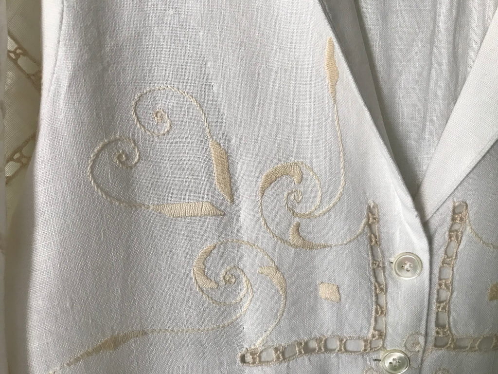 Coat made from Vintage Linens with Hand Embroidery