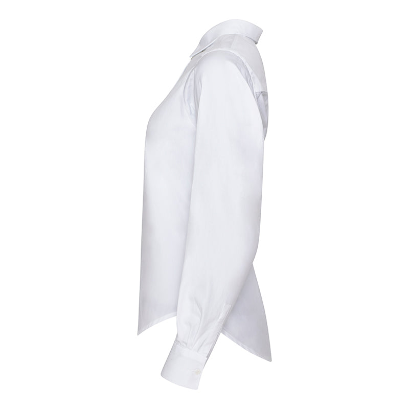 Classic White Cotton Pinpoint Shirt Side View