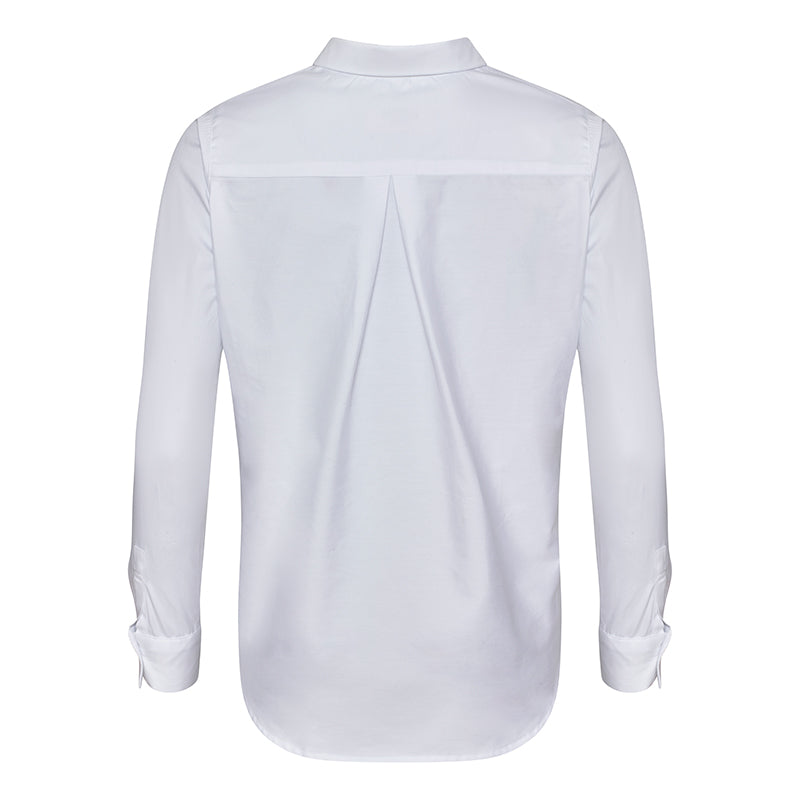 Classic White Cotton Pinpoint Shirt Back View
