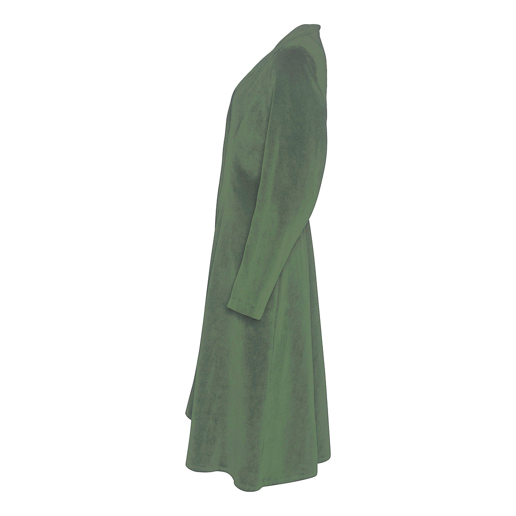 Hand Dyed, School Green Cotton Velvet Duster Coat