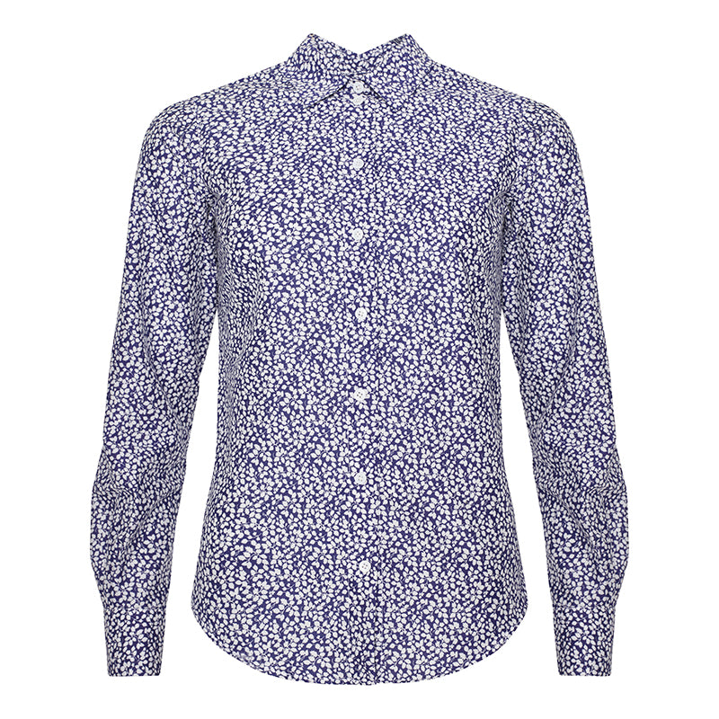 Shaped Shirt in Devonshire Blue Cotton Front View