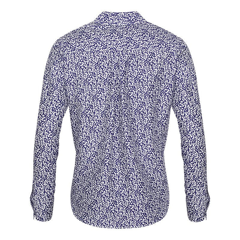 Shaped Shirt in Devonshire Blue Cotton Back View