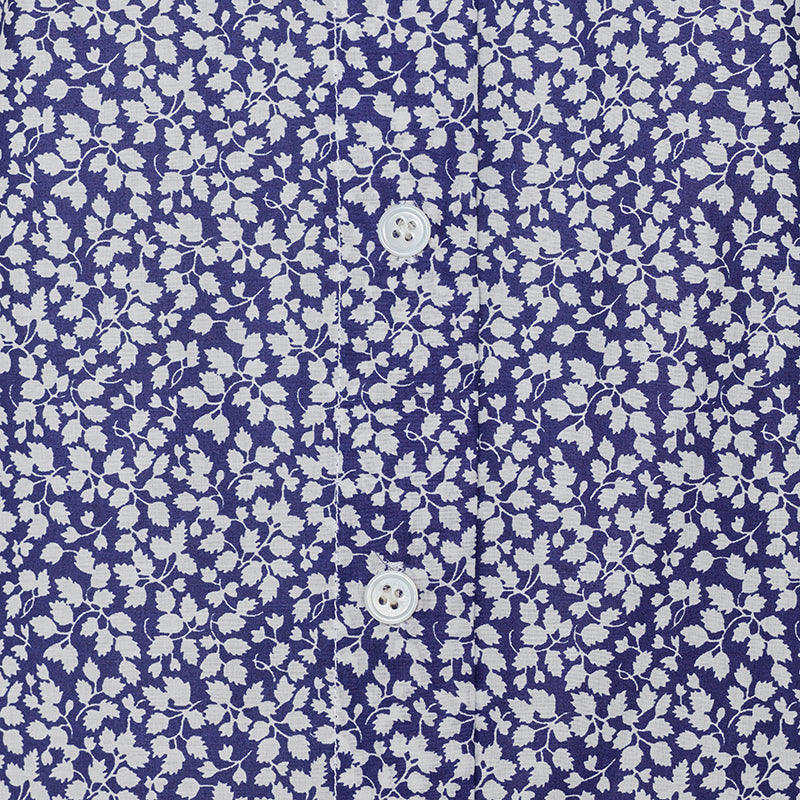 Shaped Shirt in Devonshire Blue Cotton Close Up View