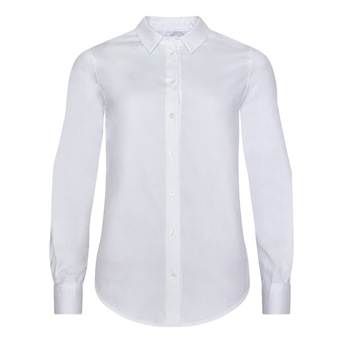 Classic White Cotton Pinpoint Shirt Front View